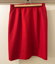 Vintage Worthington Red Solid Pencil Knee Length Skirt Lined Button Zip Size M