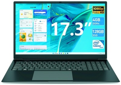 SGIN Laptop 17.3 Zoll Laptops 4GB RAM 128GB SSD Notebook Windows 11 FHD IPS WIFI