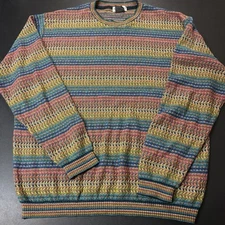 VTG Norm Thompson Escape From The Ordinary Sz L Pullover Sweater Colorful 90s