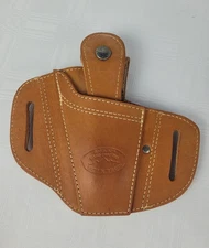 Barsony Tan Saddle Leather Pancake Adustable Gun Holster Mini-Pocket 22 25 380