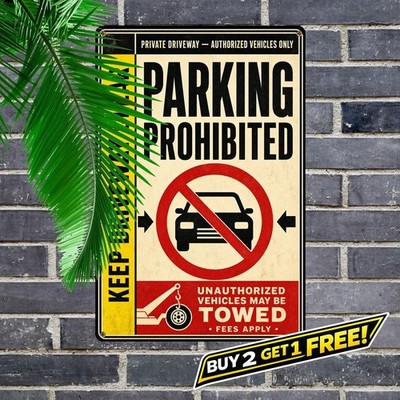 Large Private Parking Not Allowed Metal Sign Property Security