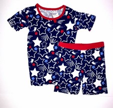 Little Sleepies 5/6 Short Sleeve and Shorts 2 Piece Pajamas Star Spangled
