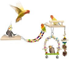 5in1 Parakeet Toys Set Detachable Bird Playground Swing Platform Cage