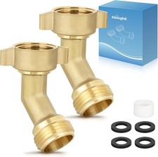 Nilight 45 Degree Hose Elbow for RV Garden Water Hose Elbow Fitting 3/4" Brass