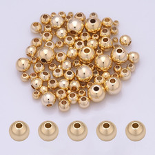 300Pcs 2Mm round Beads 14K Gold Plated Seamless Smooth Brass Loose Ball Beads Bu
