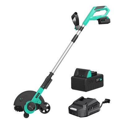 Push Walk Behind Cordless Weed Lawn Edger Kit w/ Battery & Charger 40min Runtime