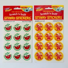 TREND Scratch n Sniff RETRO STINKY STICKERS WATERMELON + GUMBALLS 2 pack
