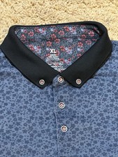 Mens Golf Polo Shirt XL Blue Pattern Stretch Wicking Performance Short Sleeve