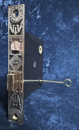 REFURBISHED  Mallory & Wheeler Antique Eastlake Door Passage Mortise Lock w/ key