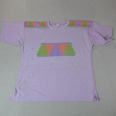 Vintage Southwest Aztec Shirt Mens Medium Purple Graphic Single Stitch 80s Tee