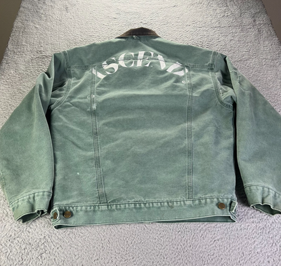 Vintage Carhartt Trucker Jacket Mens Medium Tall Green Blanket