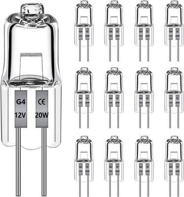 12 Stück G4 Halogenglühbirne 20W 2700k warmweiß 240LM, Halogenlampe G4 20w 12V