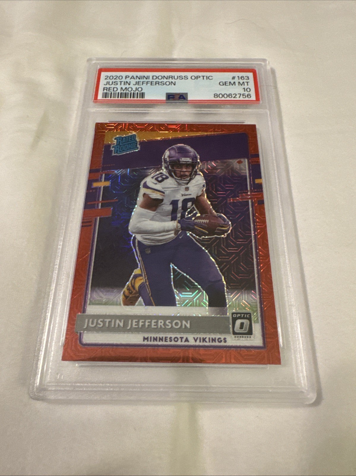 2020 PANINI DONRUSS OPTIC RED MOJO #163 JUSTIN JEFFERSON ROOKIE RC PSA 10