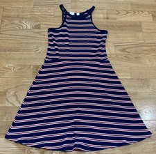 Girl's Gap Navy Ribbed Sundress w/Red  White Stripes Size 8 EUC