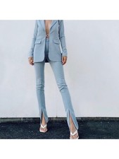 DANIELLE BERNSTEIN Womens Straight leg Pants Zippered Slitted