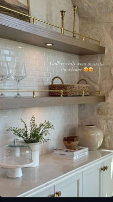 Unlacquered Solid Brass Gallery Rails for Wooden Shelves - Vintage-Inspired Deco