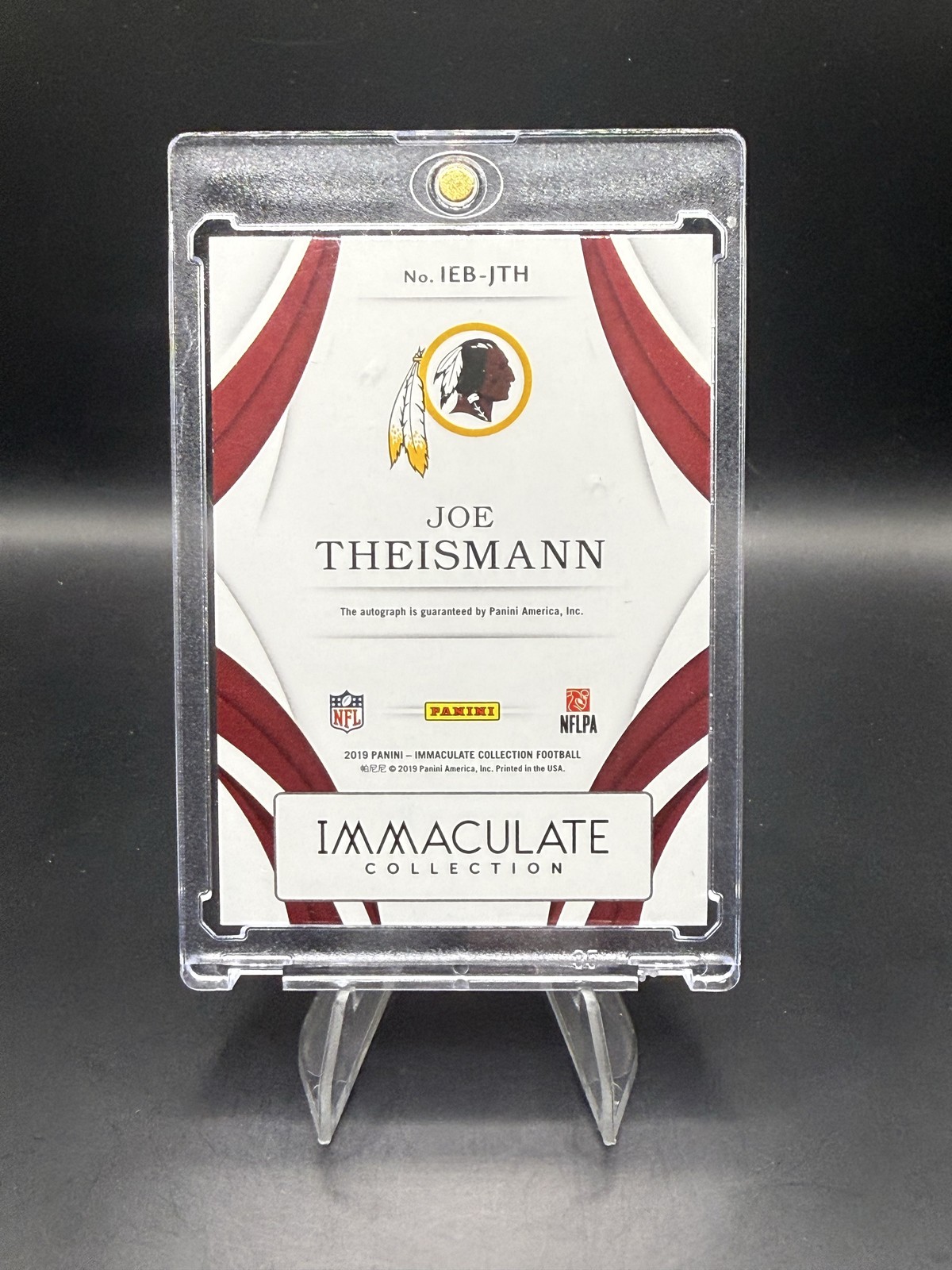 2019 Panini Immaculate- Joe Theismann Eye Black Auto /99 Redskins view 4