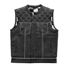 Firstmfg Finish Line Mens Motorcycle Club Vest Cowhide Leather Firstmfg Finish Line Mens Motorcycle Club Vest Cowhide Leather