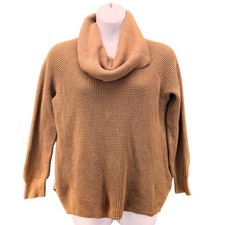 Michael Kors Womens Waffle Knit Thermal Sweater Size Large Cowl Neck Preppy Warm