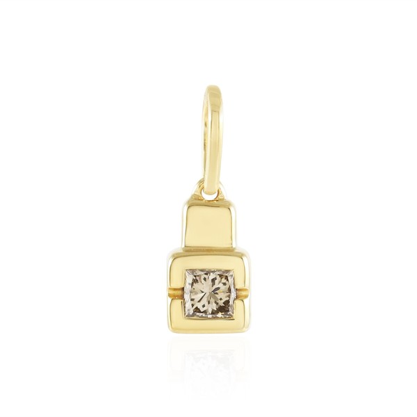 Cavill AnhäNger 0,16Ct Champagner Diamant 925 Silber Vergoldet Quadrat-image