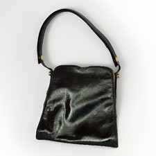 Vtg Triangle New York 50-60s Purse Handbag Black Leather