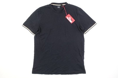 HUGO BOSS STRIPE TRIM BLACK LARGE THOMPSON 04 TSHIRT MENS NEW