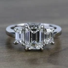 Lab-Created 3.50Ct Emerald Cut White Diamond Engagement Ring 925 Sterling Silver