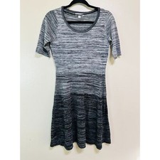 London Times Women's Mottled Gray Ombre Sweater Dress, Size 8 Short Sleeves