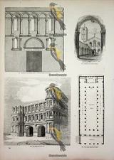 Black Gate, Treves; St Ambrosio Milan, Architecture, Book Illustration, 1850