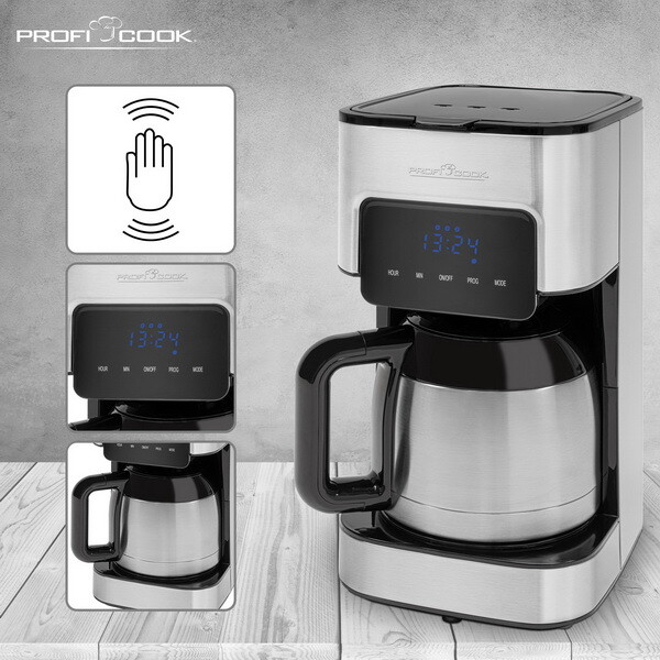 ProfiCook Kaffeeautomat Edehlstahl Kaffeemaschine LED Zeitschalter Timer Uhr NEU