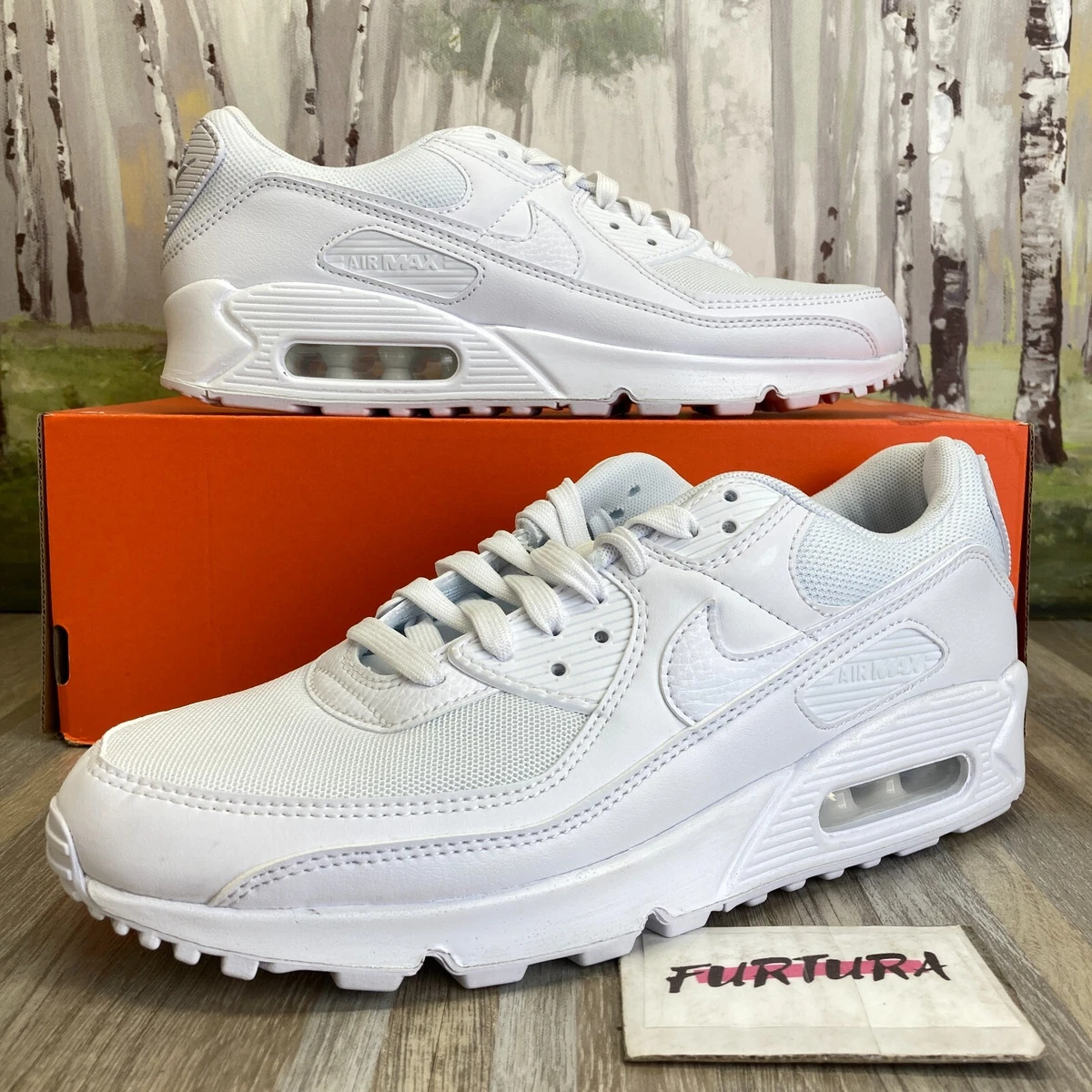 Nike Air Max 90 Triple White DH8010 100 Women s Size 9 Shoes 8C