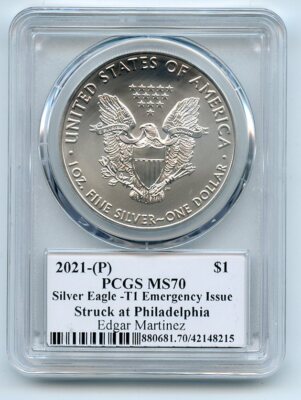 2021 (P) $1 Silver Eagle Emergency T1 PCGS MS70 Legends of Life