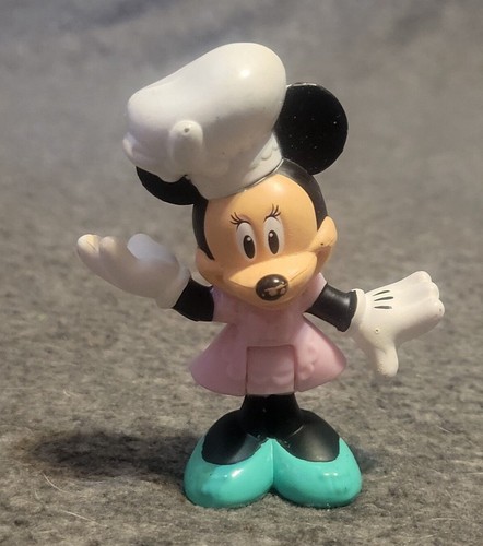 Disney Minnie Mouse Chef Hat Pink Dress Plastic Toy Collectible Cake Topper - Picture 2 of 11