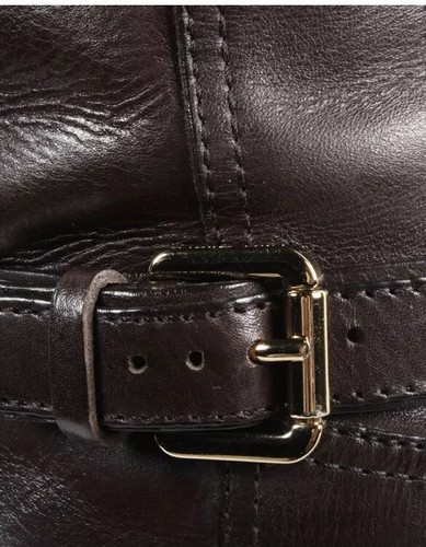 Tory Burch Blaire Logo Leather Knee High Heeled Chocolate Brown Boots Size 6.5 - Picture 5 of 9