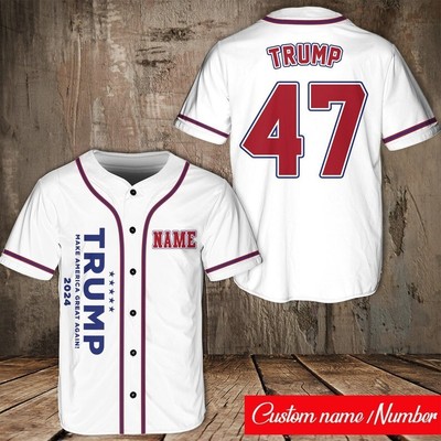Personalized MAGA Baseball Jersey, Custom Name Trump Baseball Jersey