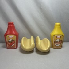 Play Food Little Tikes 2 Hot Dog Buns Ketchup Mustard BBQ Set 4 Pieces Toys