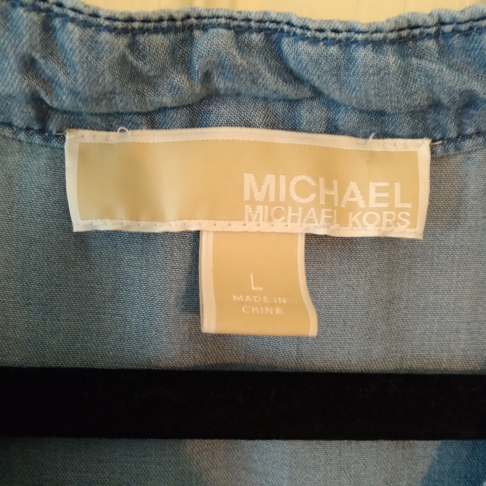 Michael Kors Blue Blouse 3/4 Button Sleeve Women's Large thumbnail 11