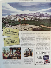 Gulf Oil Finest Motor Oil All Air Pittsburgh Pa. Vintage Print Ad 1940