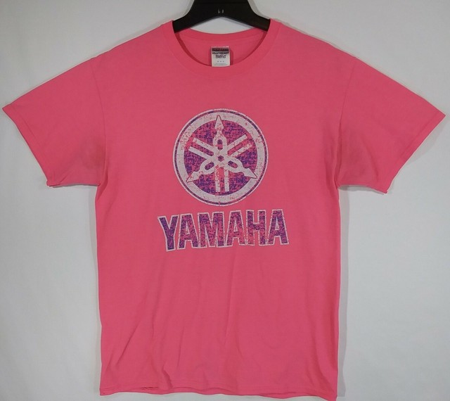 Yamaha Motorcycles Weathered Logo Pink TShirt by Jerzees Women's Size