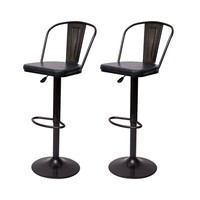 2Er-Set Barstuhl Hwc-H10A, Barhocker, Drehbar Kunstleder, Vintage Schwarz-Grau