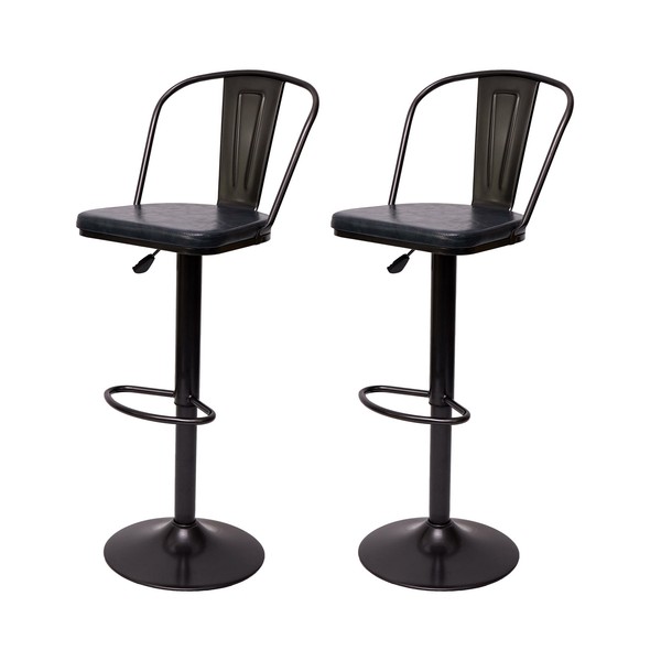 2Er-Set Barstuhl Hwc-H10A, Barhocker, Drehbar Kunstleder, Vintage Schwarz-Grau-image