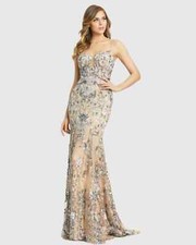 Mac Duggal Embroidered Spaghetti Strap Trumpet Gown Size 4