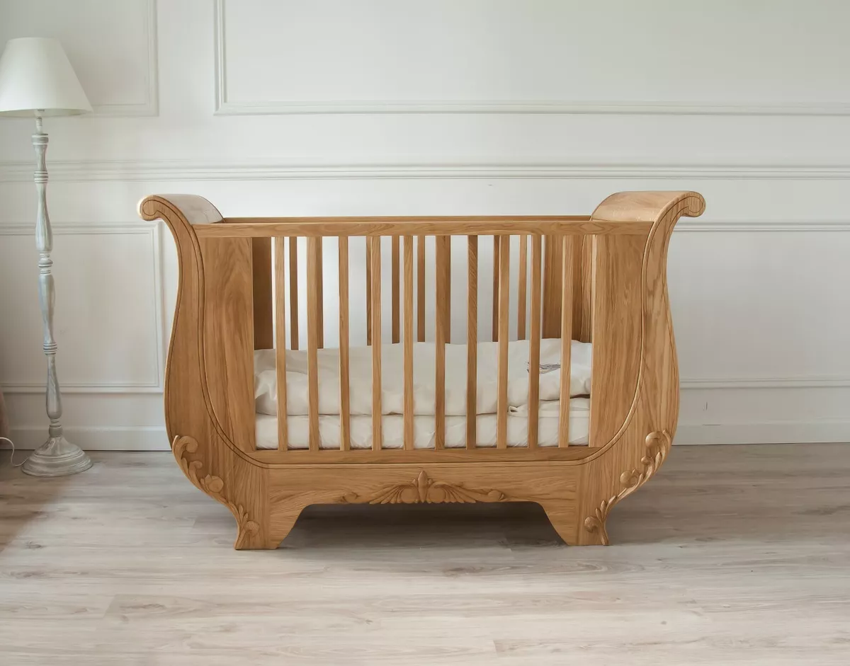 Oak cot cheap bed
