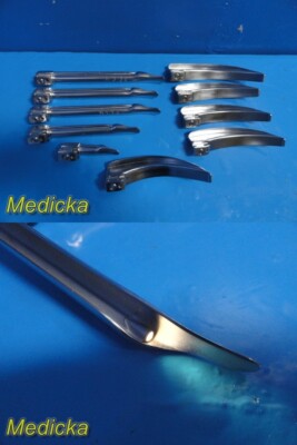 10X Heine Assorted Fiber Optic LARYNGOSCOPE Blades (Miller & Mac) ~ 24447