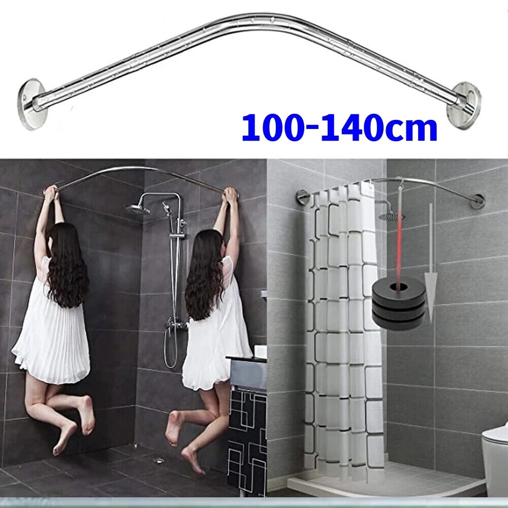 Extendable L Shape Shower Rail Rod Curtain Rod Wall Mounted Curved