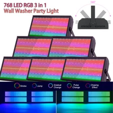 768 LED Strobe Wall Wash Light Stage Effect Beam Lights RGBW DMX Party +CASE