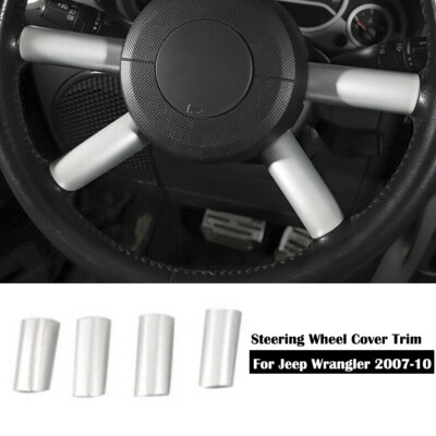 Interior Steering Wheel Cover Trim Decor For Jeep Wrangler JK 2007-2010 Silver