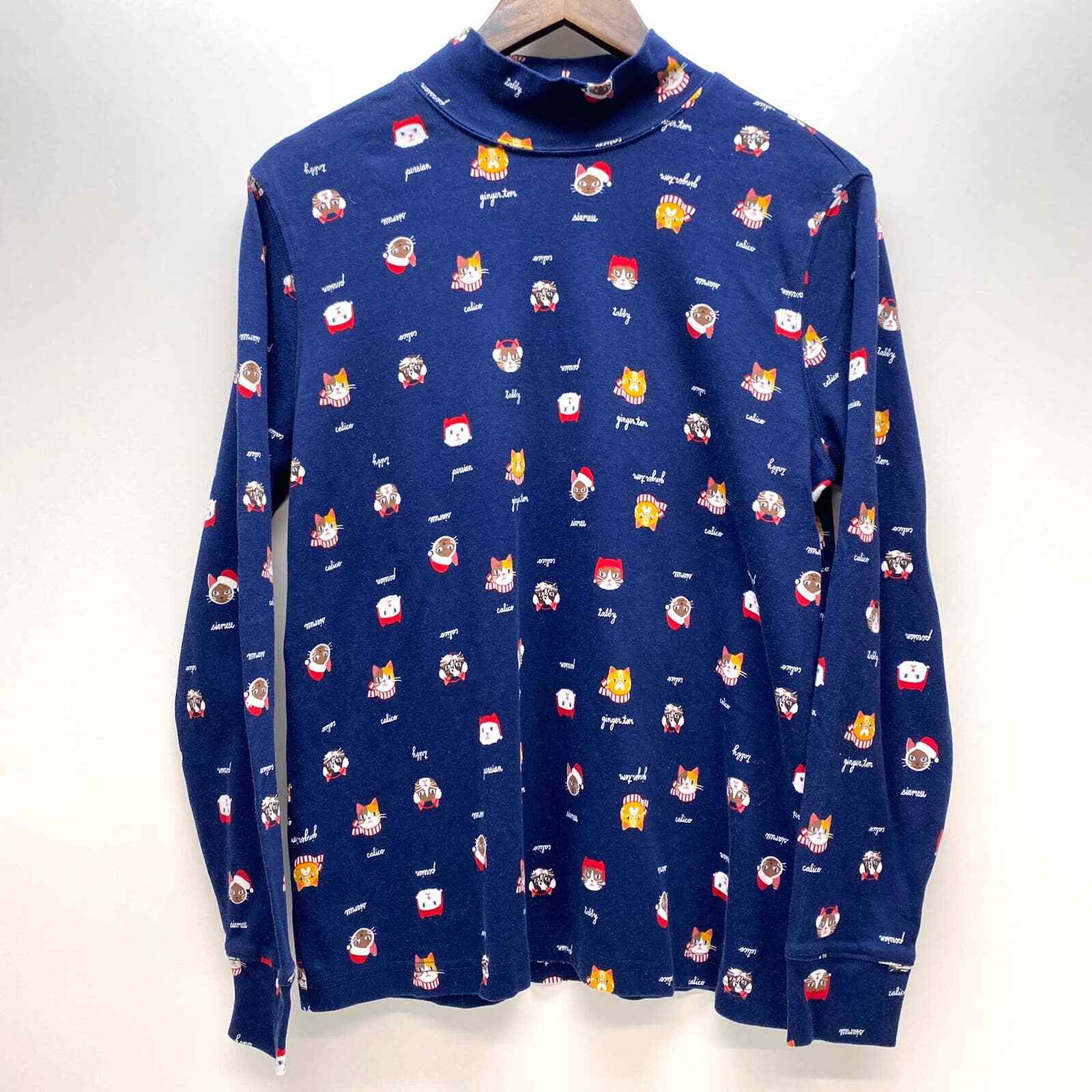 Land's End Christmas Cat Turtleneck 