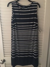 Chaps Women’s Striped Sheath Dress Navy/White Size L