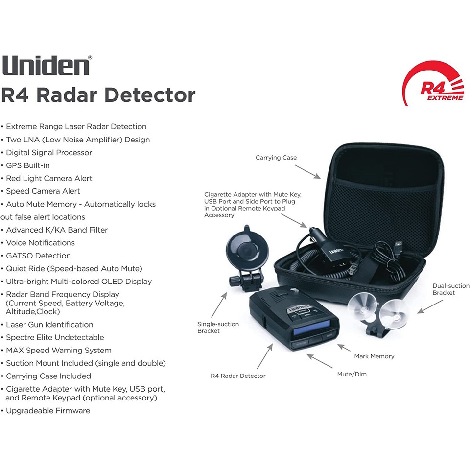 Uniden R4 Extreme Long Range Radar Laser Detector GPS, 360 Degree, DSP, OLED 50633600542 eBay